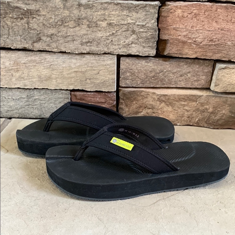 The Healing Sole sz 10(W) 8.5(M) black stress relieving sandals